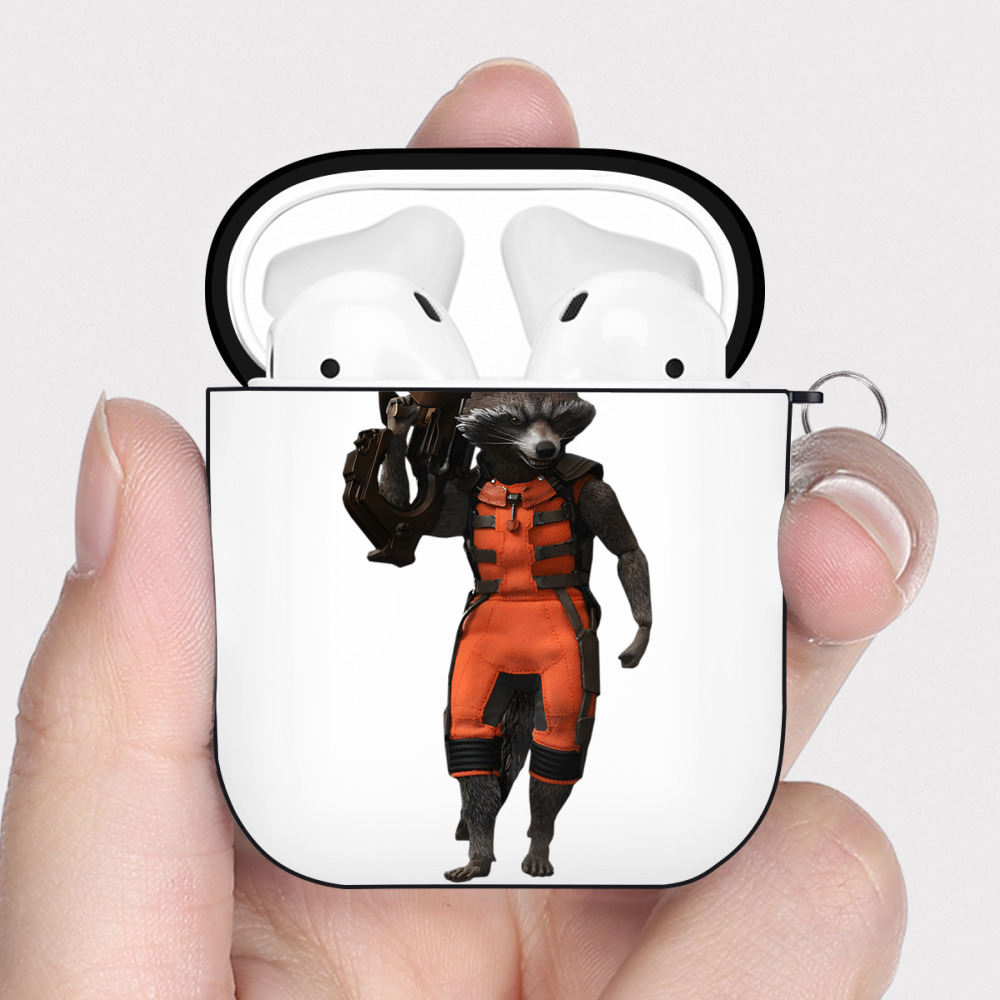 （画像用） アベンジャーズ The Avengers AirPods 第2世代保護ケース ハードシェル ブラック 耐衝撃・防指紋・カラビナ付き
