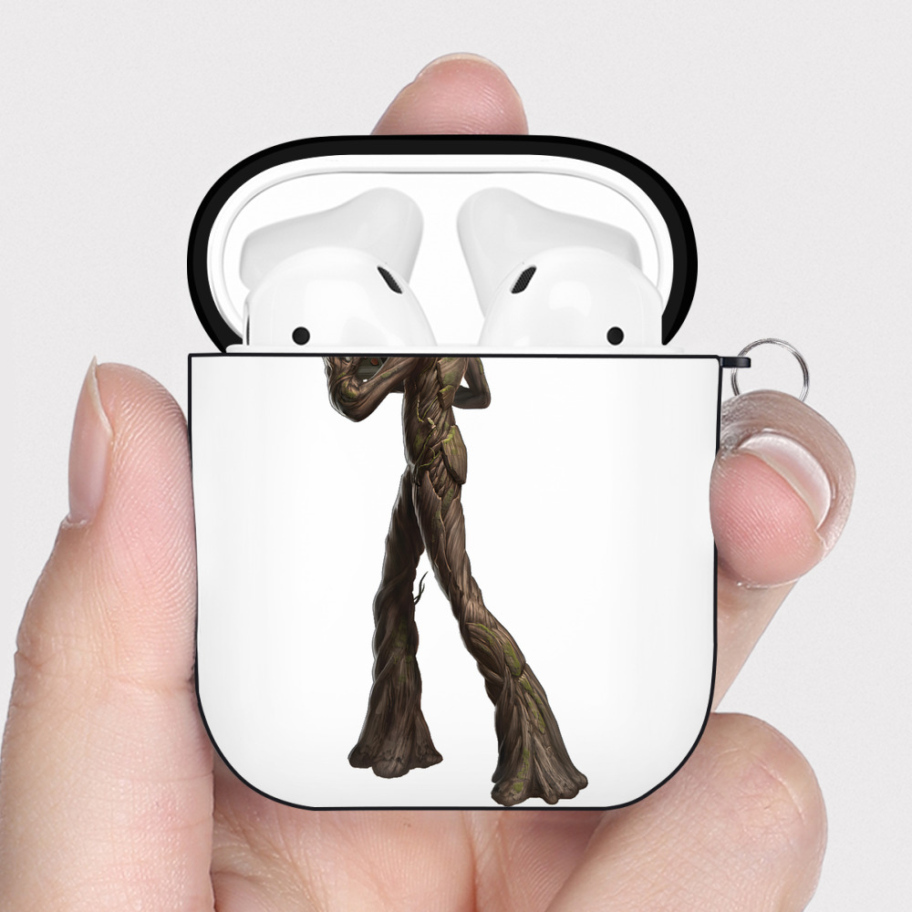 （画像用） アベンジャーズ The Avengers AirPods 第2世代保護ケース ハードシェル ブラック 耐衝撃・防指紋・カラビナ付き