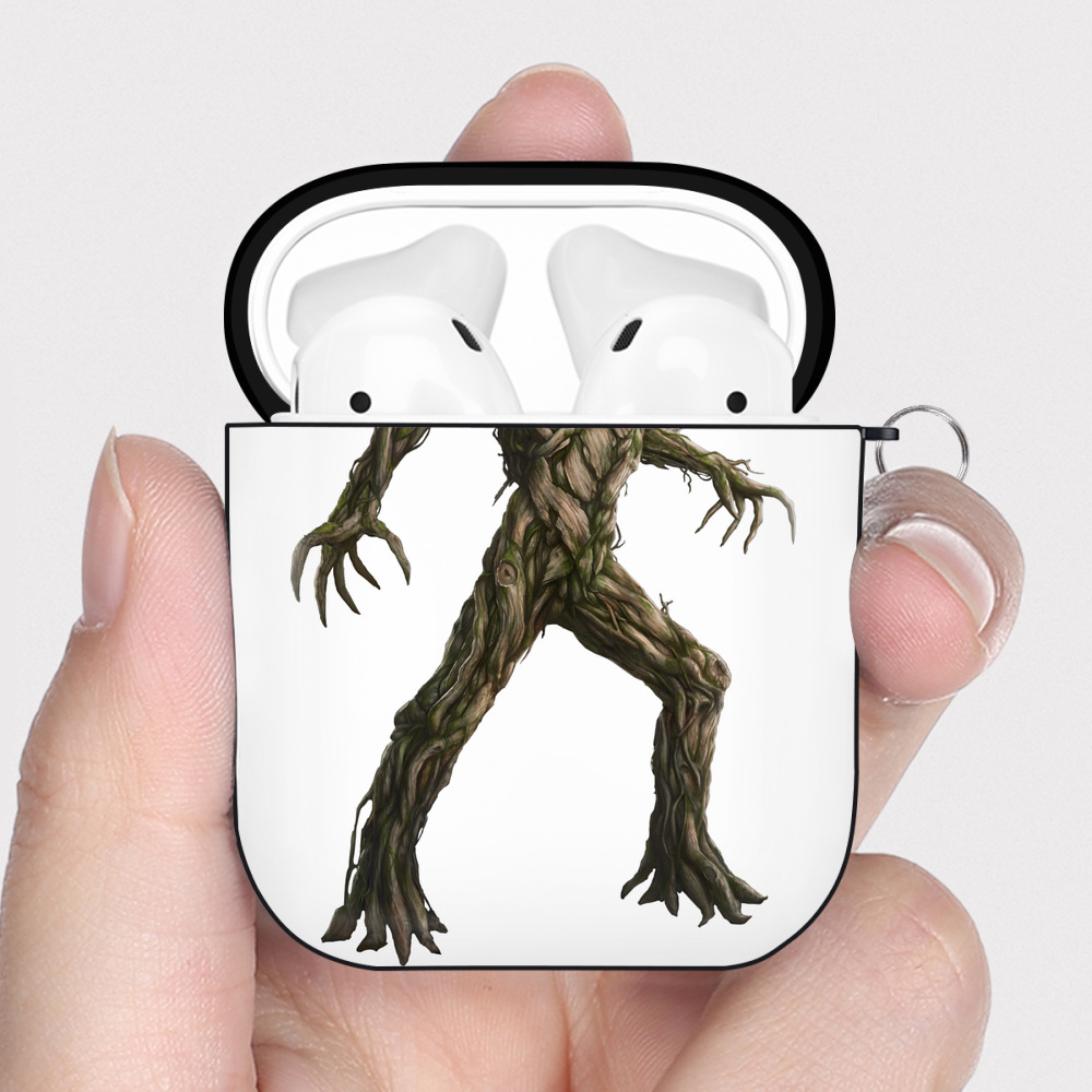（画像用） アベンジャーズ The Avengers AirPods 第2世代保護ケース ハードシェル ブラック 耐衝撃・防指紋・カラビナ付き