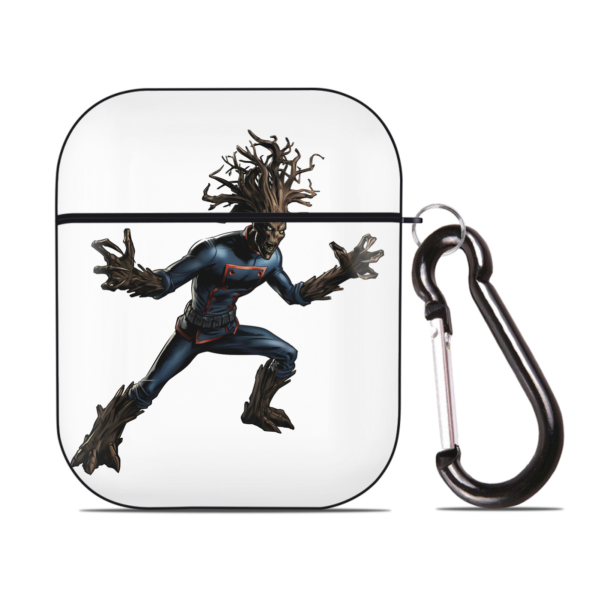 （画像用） アベンジャーズ The Avengers AirPods 第2世代保護ケース ハードシェル ブラック 耐衝撃・防指紋・カラビナ付き