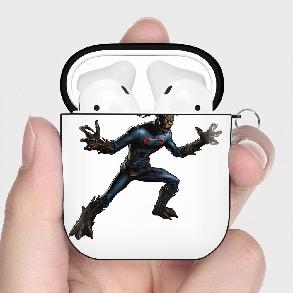 （画像用） アベンジャーズ The Avengers AirPods 第2世代保護ケース ハードシェル ブラック 耐衝撃・防指紋・カラビナ付き