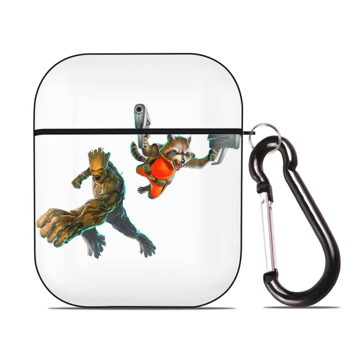 （画像用） アベンジャーズ The Avengers AirPods 第2世代保護ケース ハードシェル ブラック 耐衝撃・防指紋・カラビナ付き