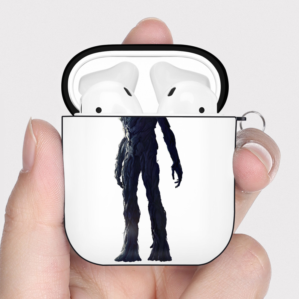 （画像用） アベンジャーズ The Avengers AirPods 第2世代保護ケース ハードシェル ブラック 耐衝撃・防指紋・カラビナ付き
