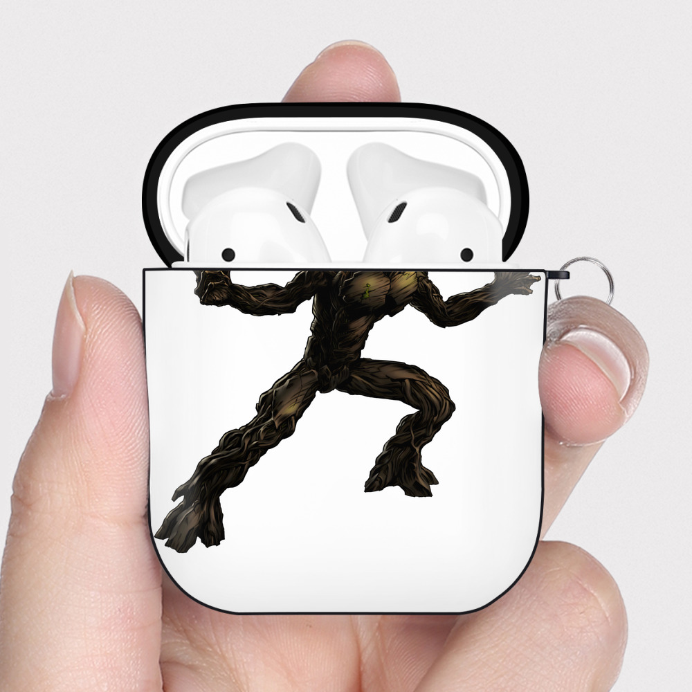 （画像用） アベンジャーズ The Avengers AirPods 第2世代保護ケース ハードシェル ブラック 耐衝撃・防指紋・カラビナ付き