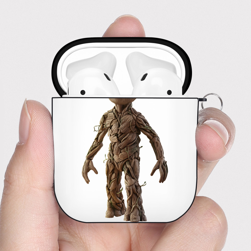 （画像用） アベンジャーズ The Avengers AirPods 第2世代保護ケース ハードシェル ブラック 耐衝撃・防指紋・カラビナ付き
