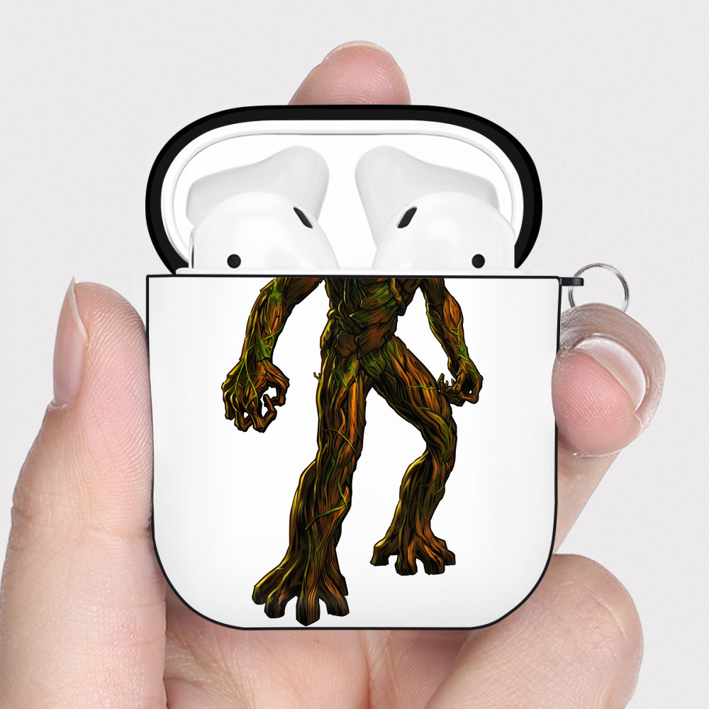 （画像用） アベンジャーズ The Avengers AirPods 第2世代保護ケース ハードシェル ブラック 耐衝撃・防指紋・カラビナ付き