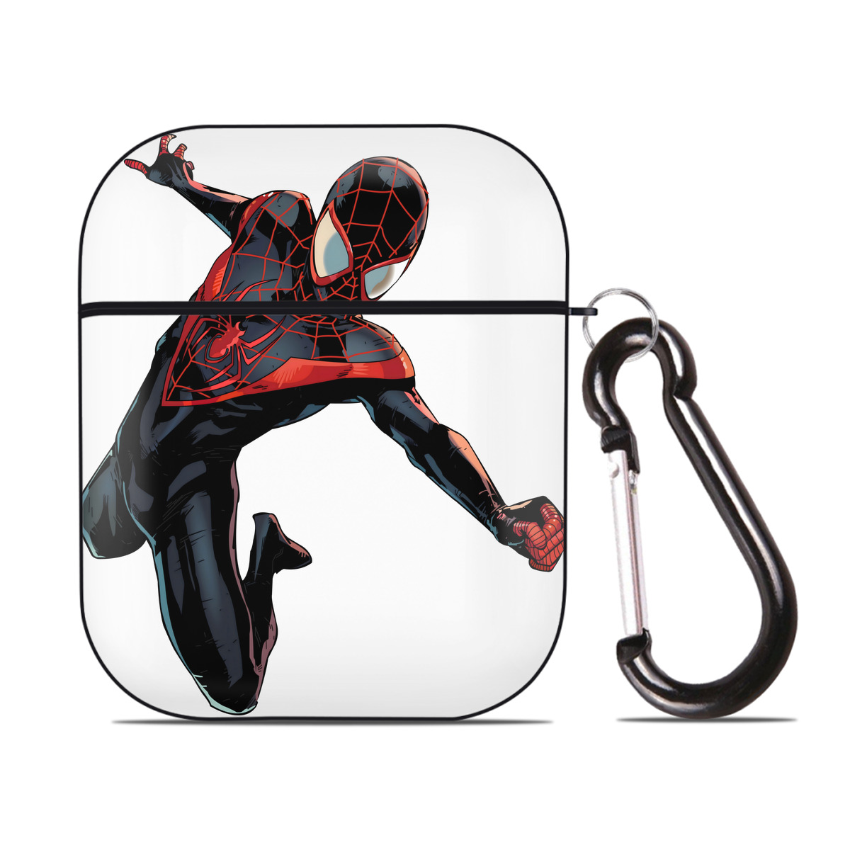 （画像用） アベンジャーズ The Avengers AirPods 第2世代保護ケース ハードシェル ブラック 耐衝撃・防指紋・カラビナ付き