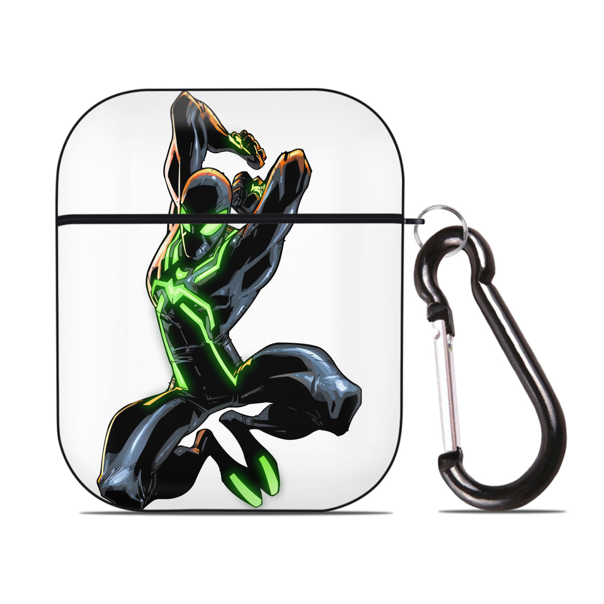 （画像用） アベンジャーズ The Avengers AirPods 第2世代保護ケース ハードシェル ブラック 耐衝撃・防指紋・カラビナ付き