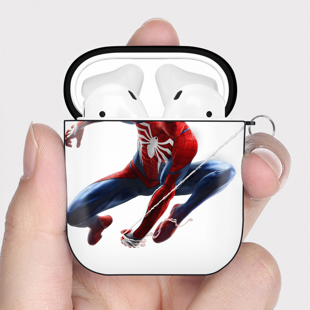 （画像用） アベンジャーズ The Avengers AirPods 第2世代保護ケース ハードシェル ブラック 耐衝撃・防指紋・カラビナ付き
