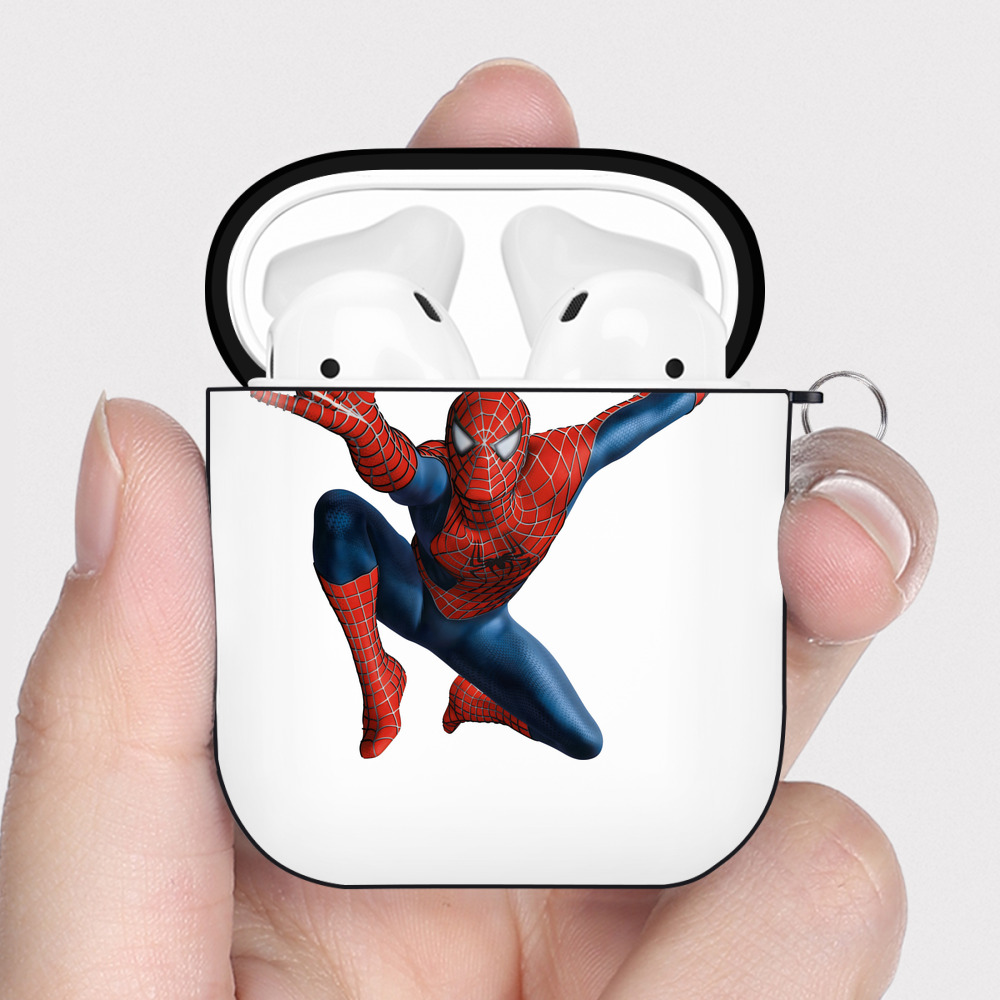 （画像用） アベンジャーズ The Avengers AirPods 第2世代保護ケース ハードシェル ブラック 耐衝撃・防指紋・カラビナ付き
