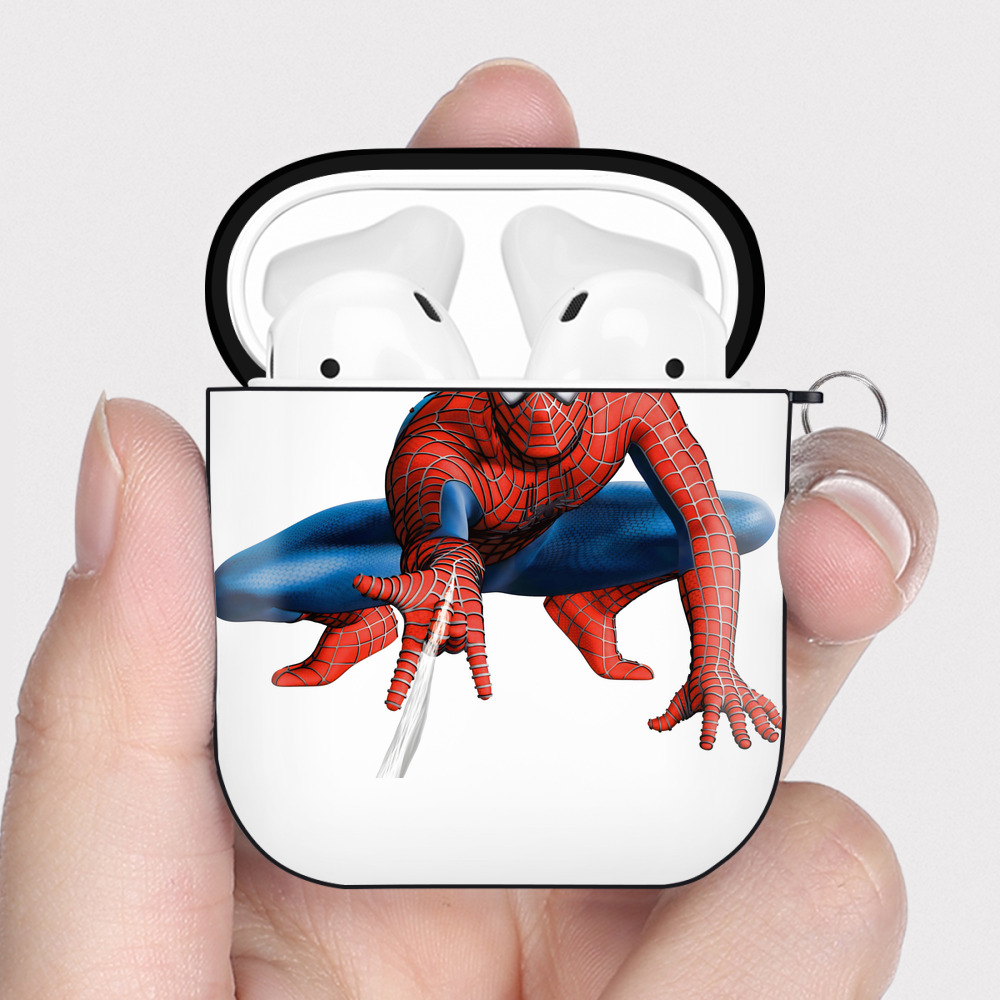 （画像用） アベンジャーズ The Avengers AirPods 第2世代保護ケース ハードシェル ブラック 耐衝撃・防指紋・カラビナ付き