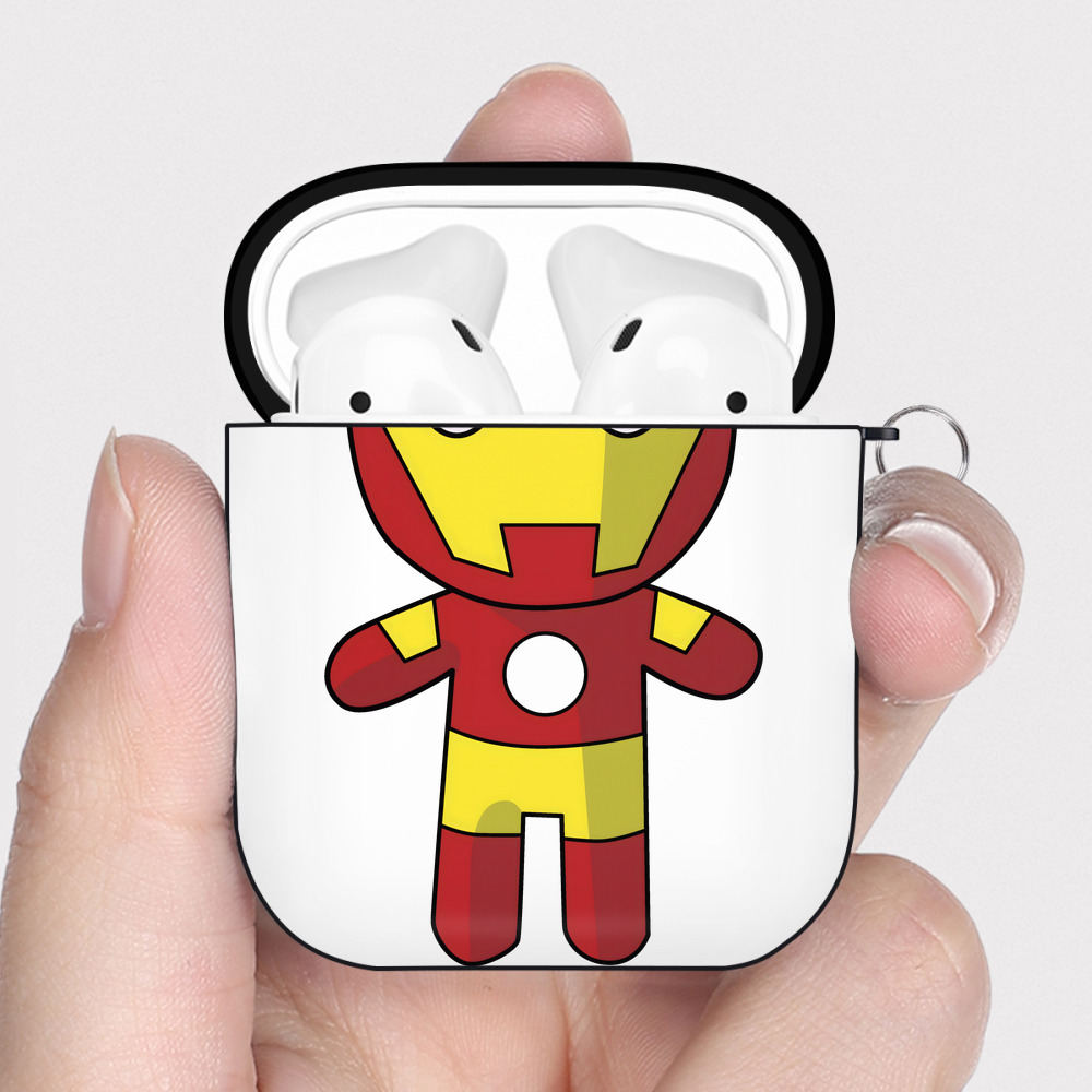 （画像用） アベンジャーズ The Avengers AirPods 第2世代保護ケース ハードシェル ブラック 耐衝撃・防指紋・カラビナ付き