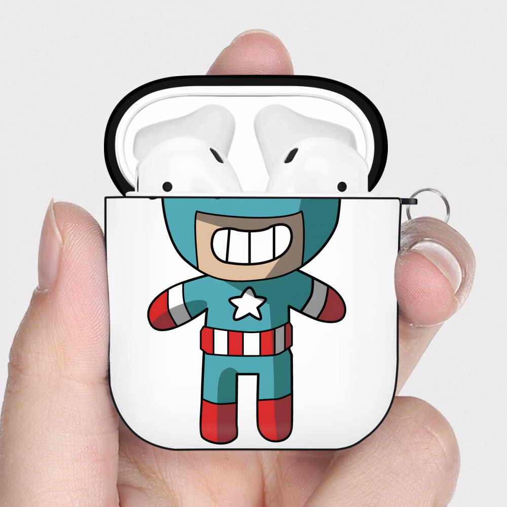 （画像用） アベンジャーズ The Avengers AirPods 第2世代保護ケース ハードシェル ブラック 耐衝撃・防指紋・カラビナ付き
