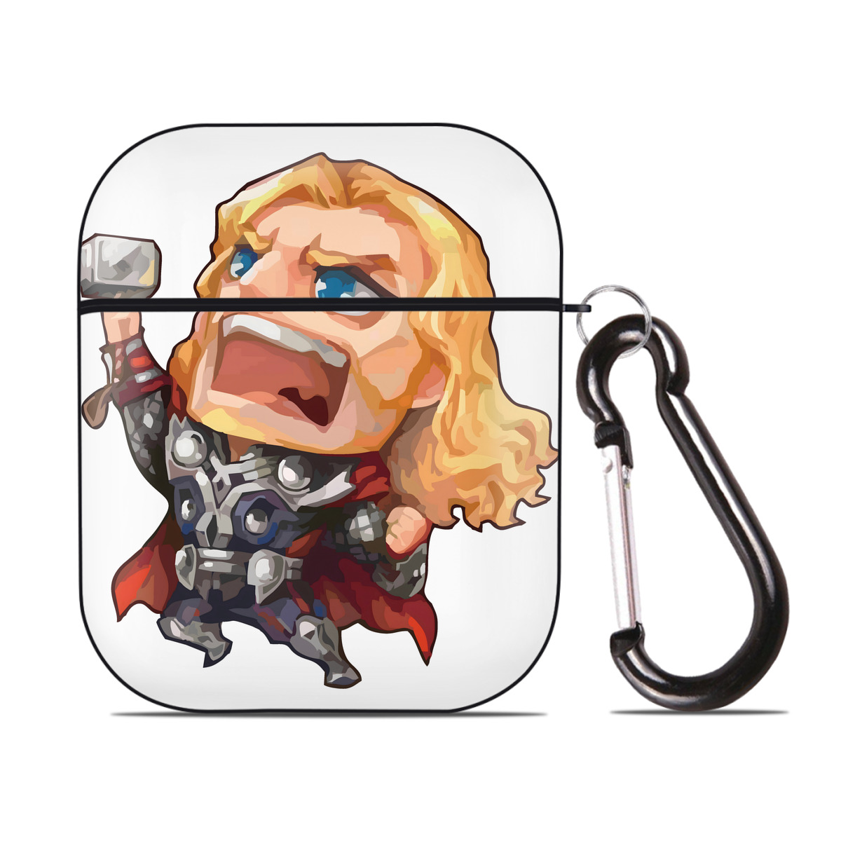 （画像用） アベンジャーズ The Avengers AirPods 第2世代保護ケース ハードシェル ブラック 耐衝撃・防指紋・カラビナ付き