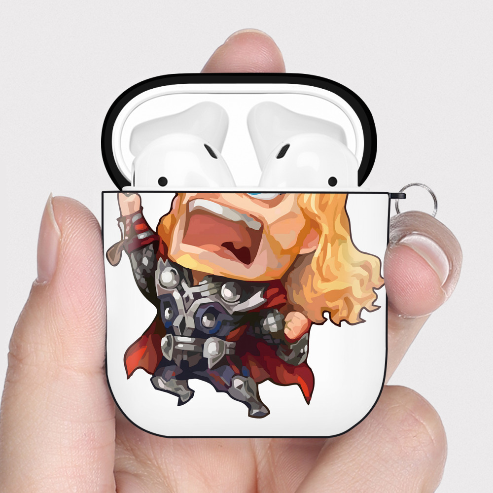 （画像用） アベンジャーズ The Avengers AirPods 第2世代保護ケース ハードシェル ブラック 耐衝撃・防指紋・カラビナ付き