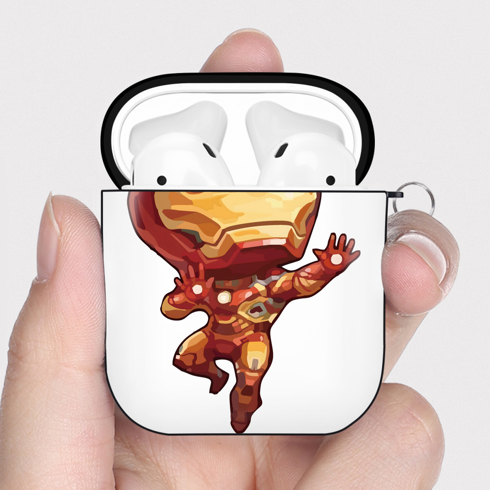 （画像用） アベンジャーズ The Avengers AirPods 第2世代保護ケース ハードシェル ブラック 耐衝撃・防指紋・カラビナ付き