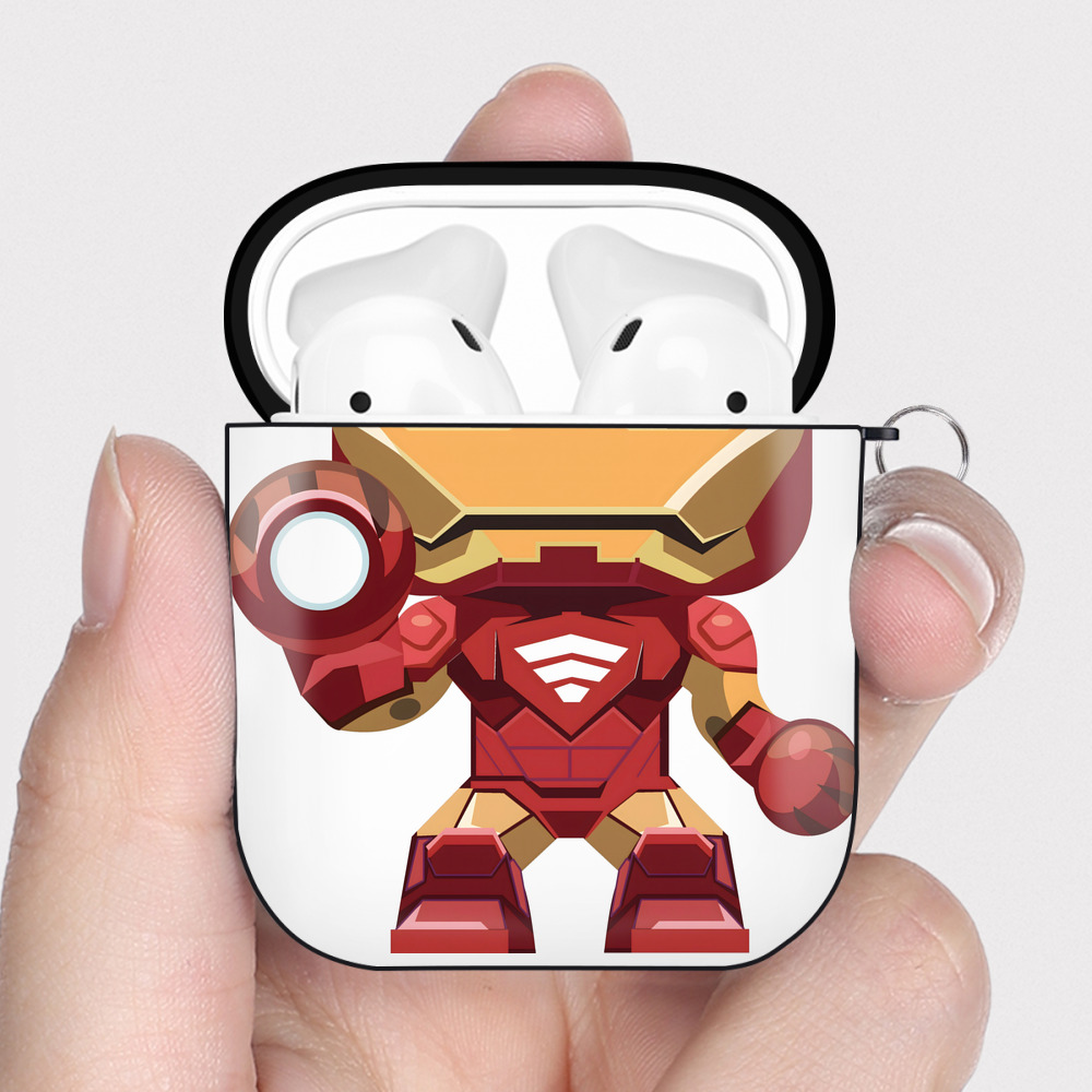（画像用） アベンジャーズ The Avengers AirPods 第2世代保護ケース ハードシェル ブラック 耐衝撃・防指紋・カラビナ付き