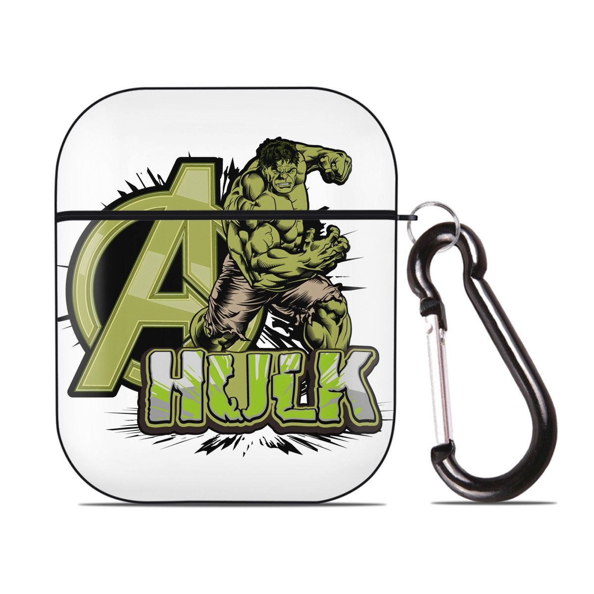 （画像用） アベンジャーズ The Avengers AirPods 第2世代保護ケース ハードシェル ブラック 耐衝撃・防指紋・カラビナ付き