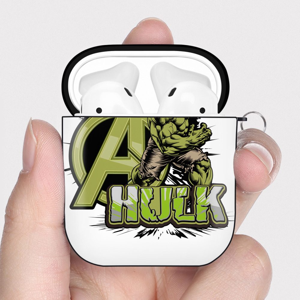 （画像用） アベンジャーズ The Avengers AirPods 第2世代保護ケース ハードシェル ブラック 耐衝撃・防指紋・カラビナ付き