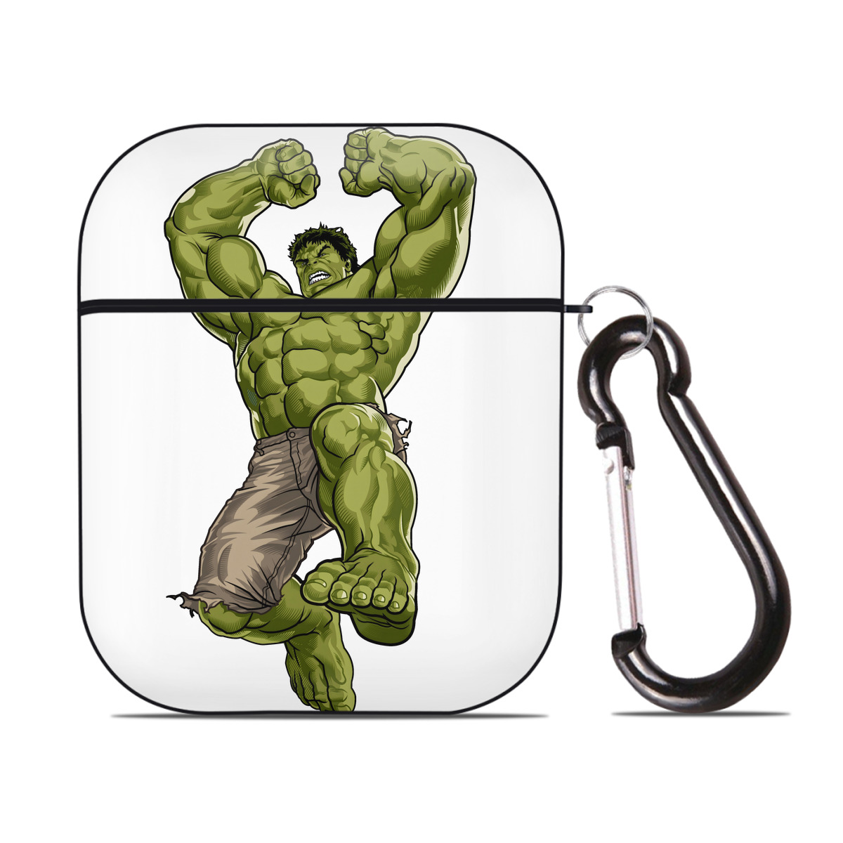 （画像用） アベンジャーズ The Avengers AirPods 第2世代保護ケース ハードシェル ブラック 耐衝撃・防指紋・カラビナ付き