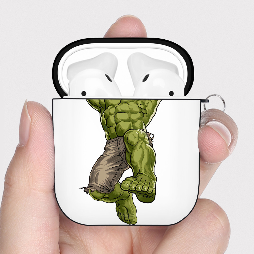 （画像用） アベンジャーズ The Avengers AirPods 第2世代保護ケース ハードシェル ブラック 耐衝撃・防指紋・カラビナ付き