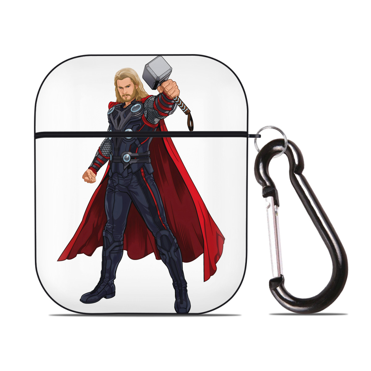 （画像用） アベンジャーズ The Avengers AirPods 第2世代保護ケース ハードシェル ブラック 耐衝撃・防指紋・カラビナ付き