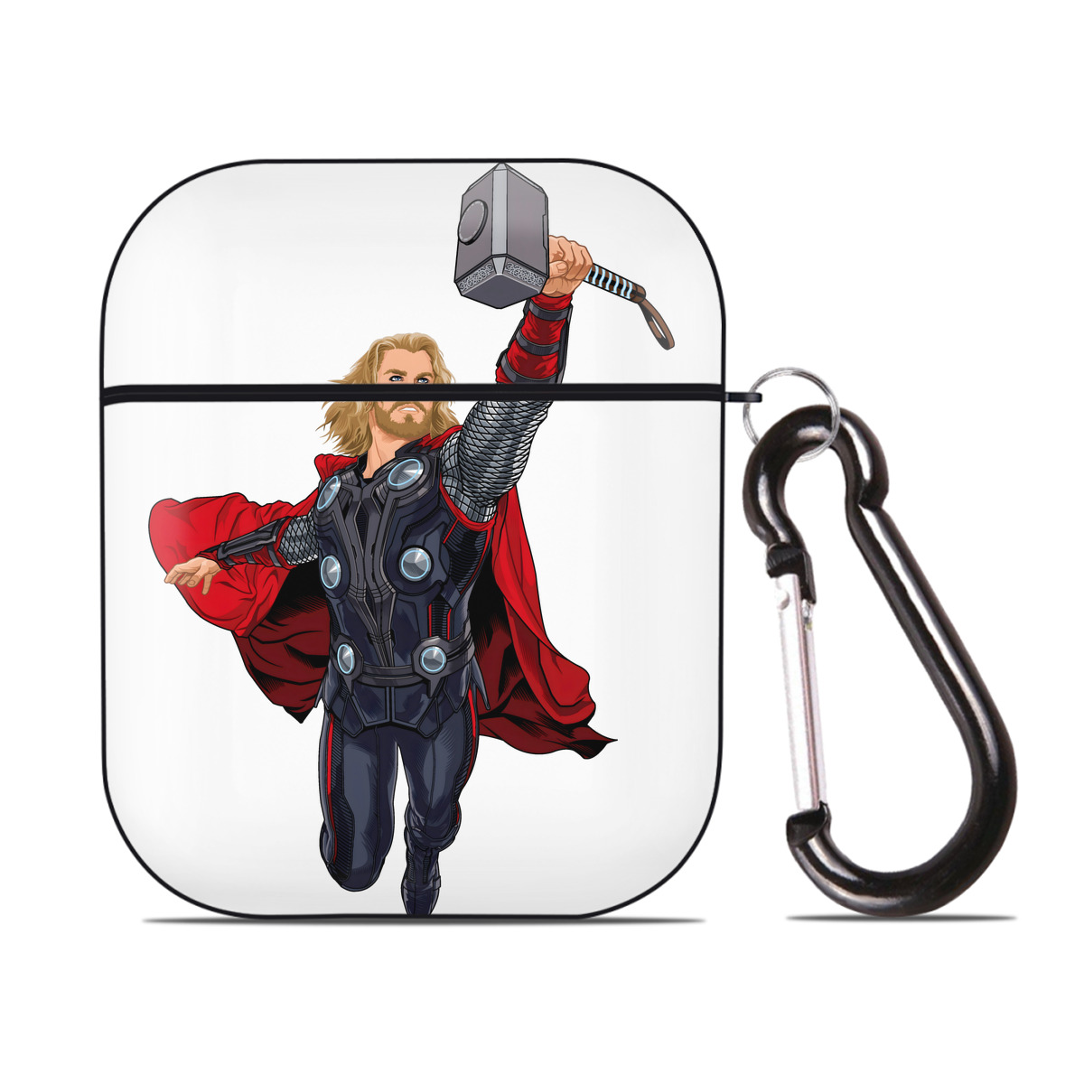 （画像用） アベンジャーズ The Avengers AirPods 第2世代保護ケース ハードシェル ブラック 耐衝撃・防指紋・カラビナ付き