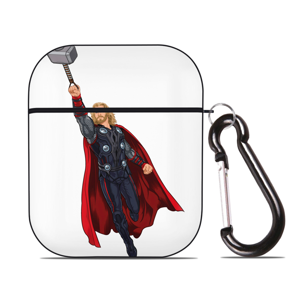 （画像用） アベンジャーズ The Avengers AirPods 第2世代保護ケース ハードシェル ブラック 耐衝撃・防指紋・カラビナ付き