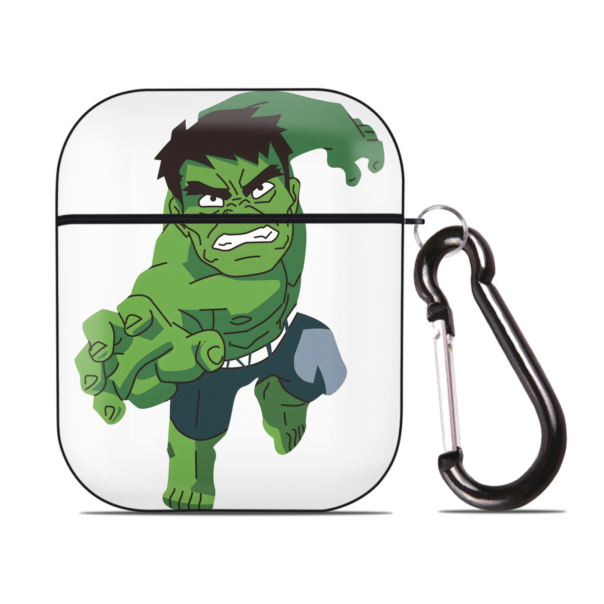（画像用） アベンジャーズ The Avengers AirPods 第2世代保護ケース ハードシェル ブラック 耐衝撃・防指紋・カラビナ付き