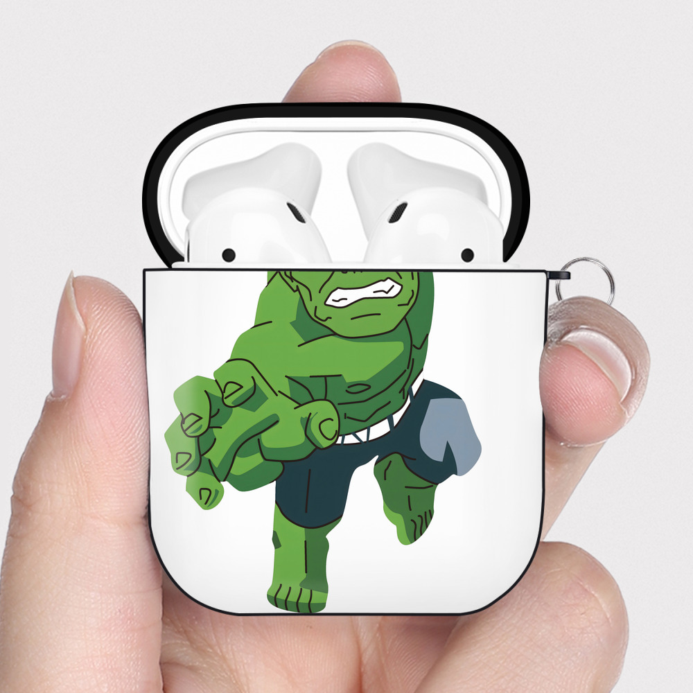（画像用） アベンジャーズ The Avengers AirPods 第2世代保護ケース ハードシェル ブラック 耐衝撃・防指紋・カラビナ付き