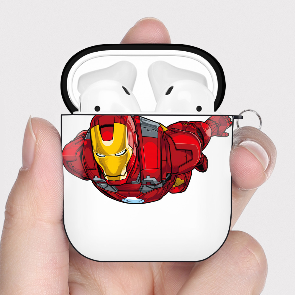 （画像用） アベンジャーズ The Avengers AirPods 第2世代保護ケース ハードシェル ブラック 耐衝撃・防指紋・カラビナ付き