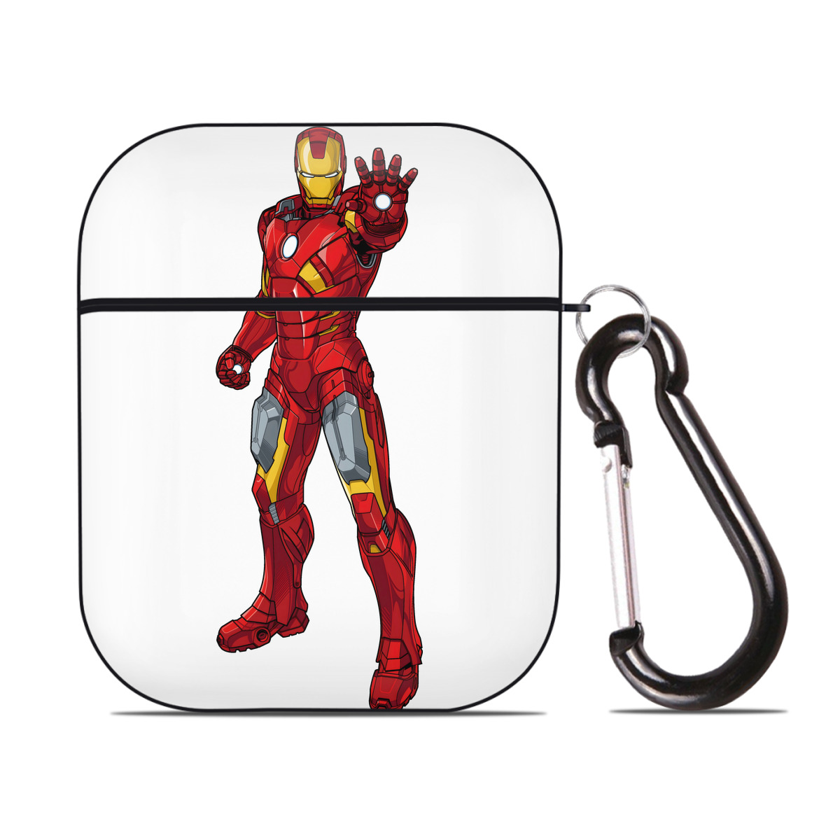 （画像用） アベンジャーズ The Avengers AirPods 第2世代保護ケース ハードシェル ブラック 耐衝撃・防指紋・カラビナ付き