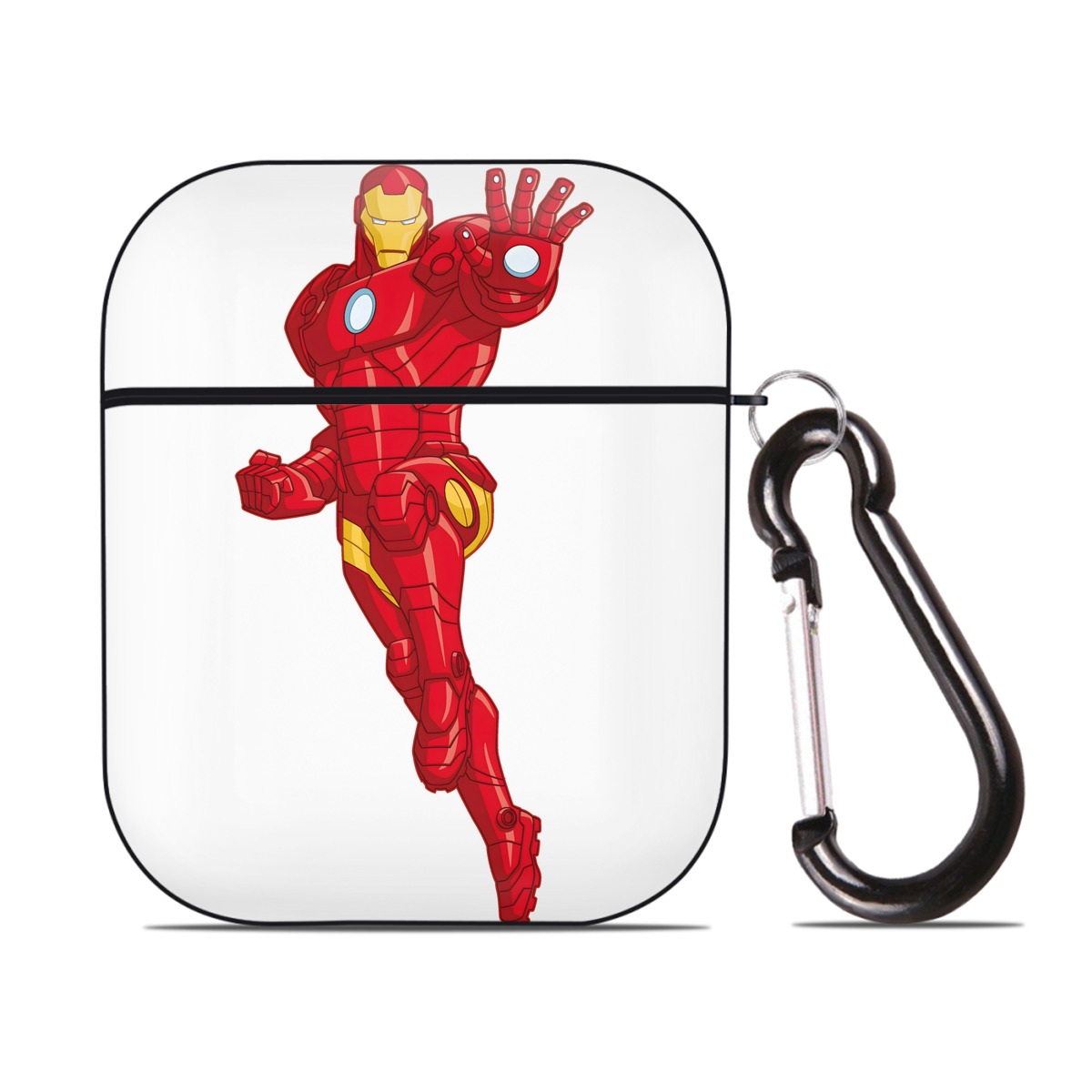 （画像用） アベンジャーズ The Avengers AirPods 第2世代保護ケース ハードシェル ブラック 耐衝撃・防指紋・カラビナ付き