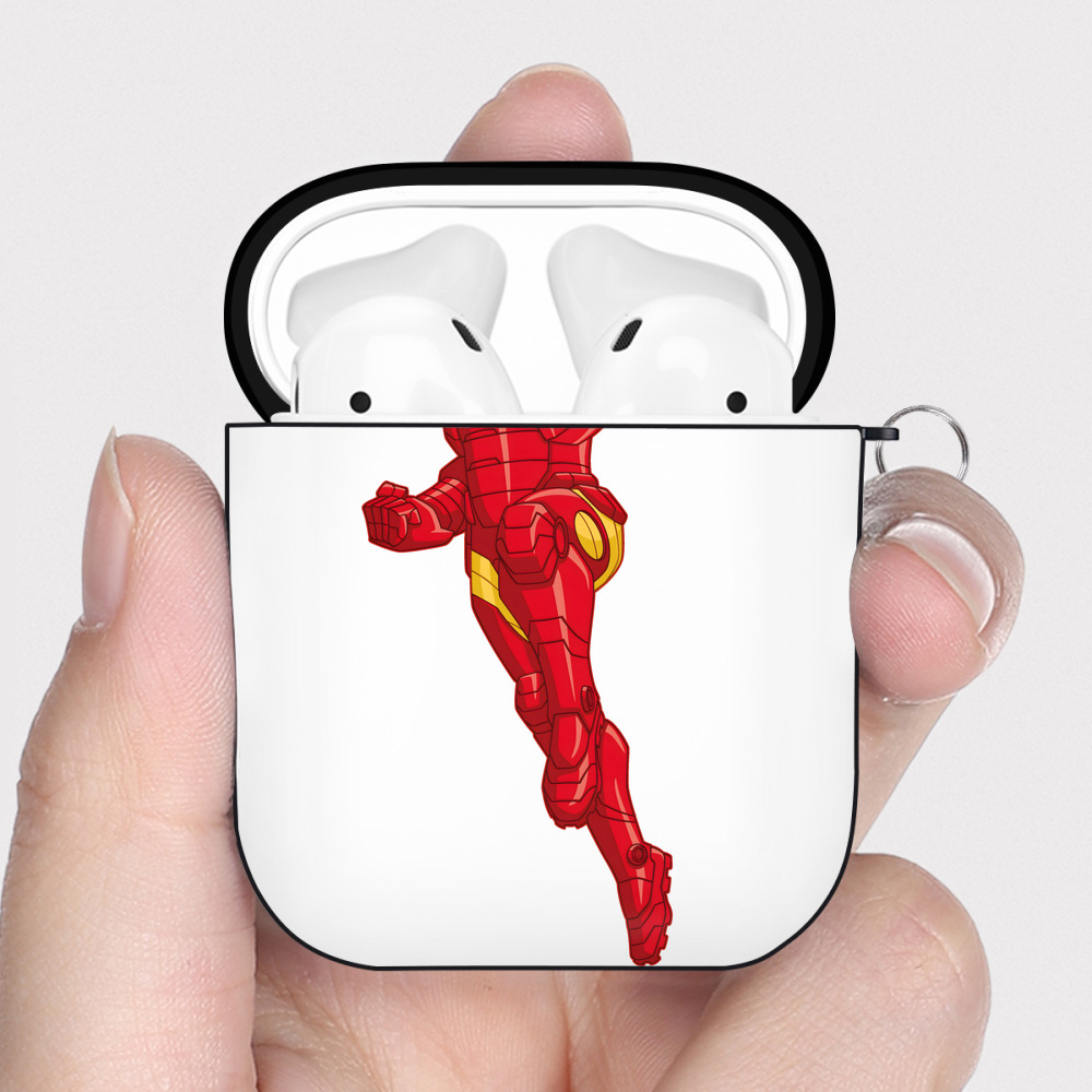 （画像用） アベンジャーズ The Avengers AirPods 第2世代保護ケース ハードシェル ブラック 耐衝撃・防指紋・カラビナ付き