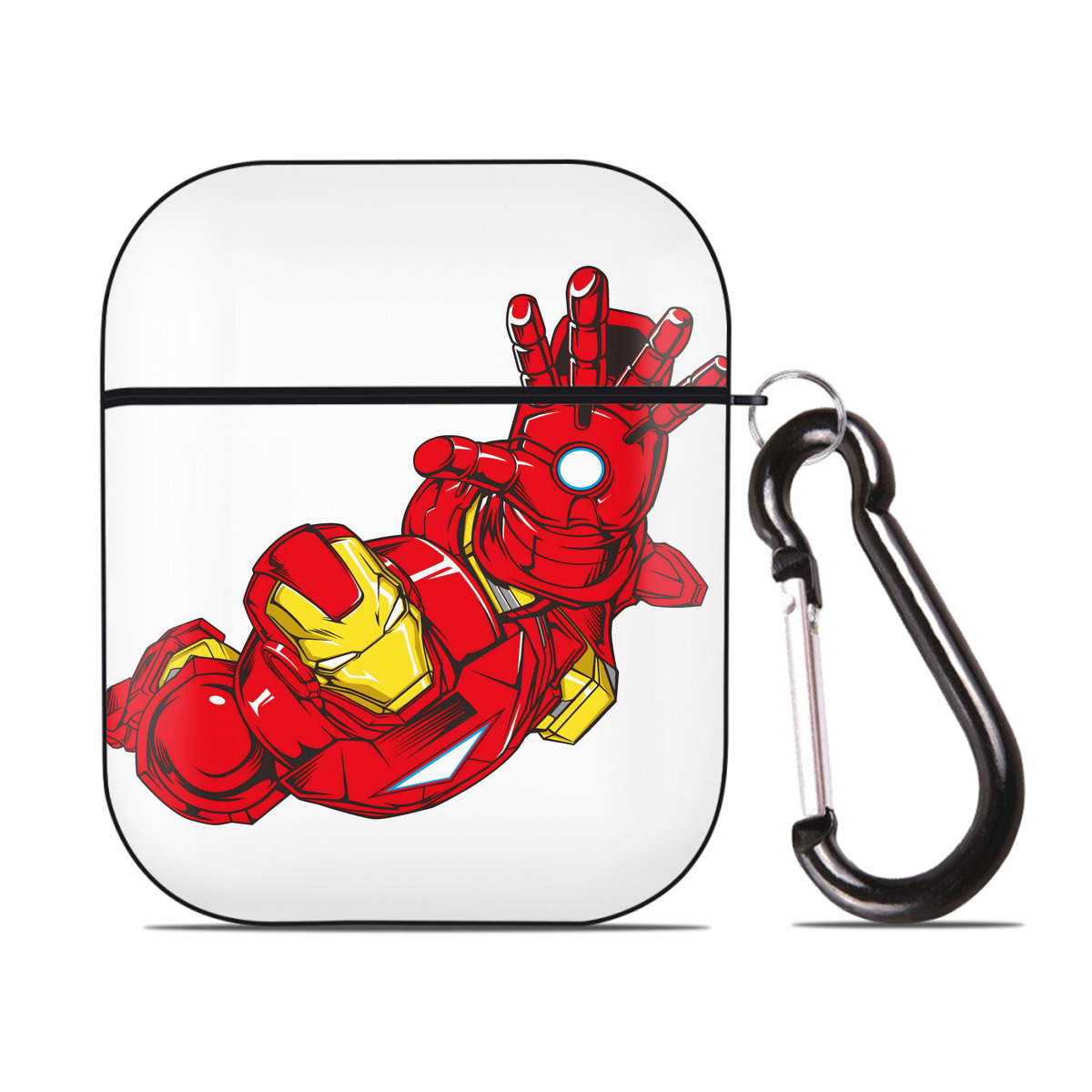 （画像用） アベンジャーズ The Avengers AirPods 第2世代保護ケース ハードシェル ブラック 耐衝撃・防指紋・カラビナ付き