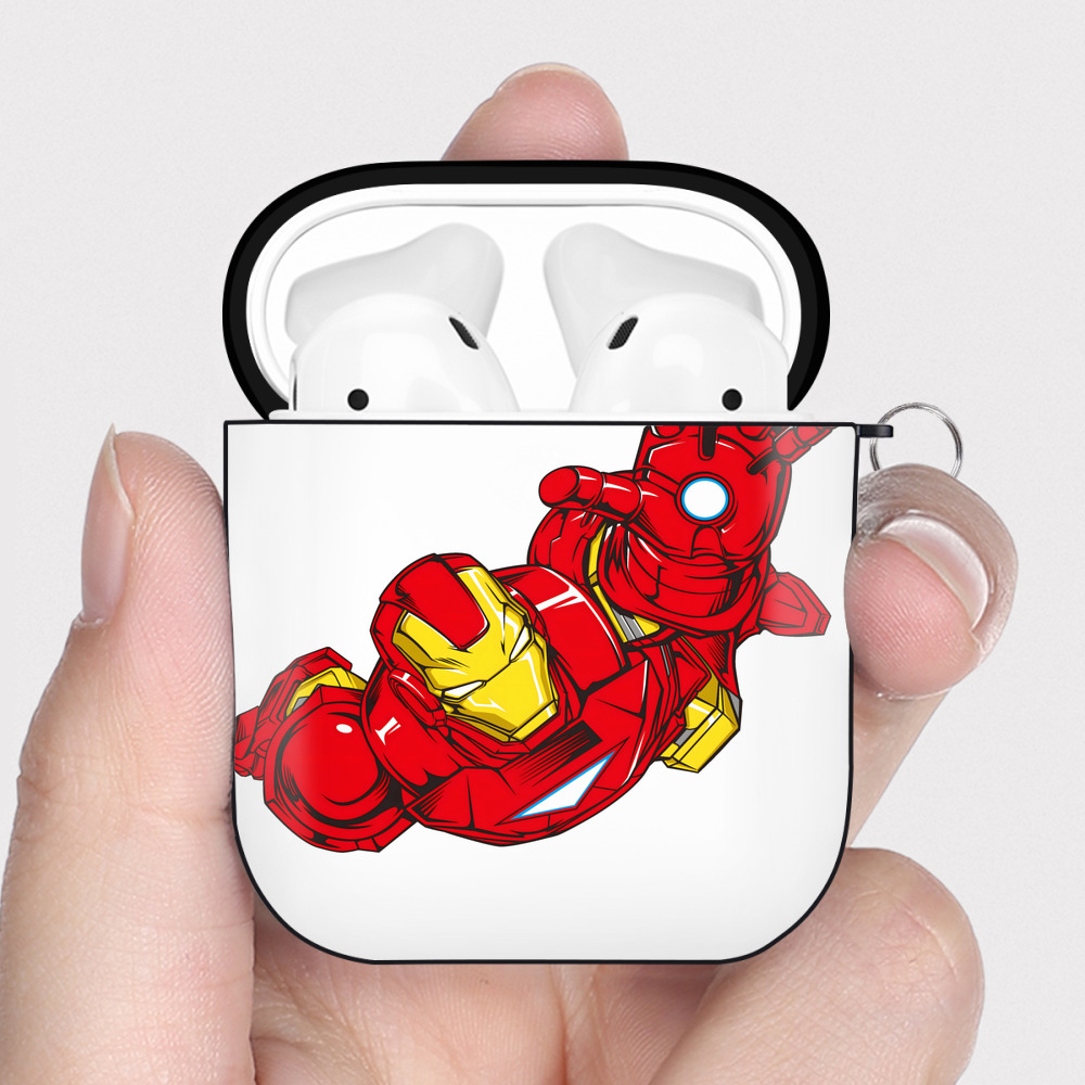 （画像用） アベンジャーズ The Avengers AirPods 第2世代保護ケース ハードシェル ブラック 耐衝撃・防指紋・カラビナ付き