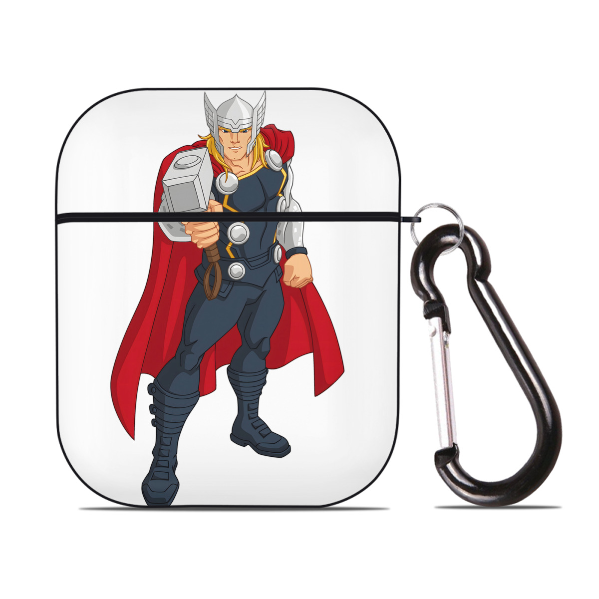 （画像用） アベンジャーズ The Avengers AirPods 第2世代保護ケース ハードシェル ブラック 耐衝撃・防指紋・カラビナ付き