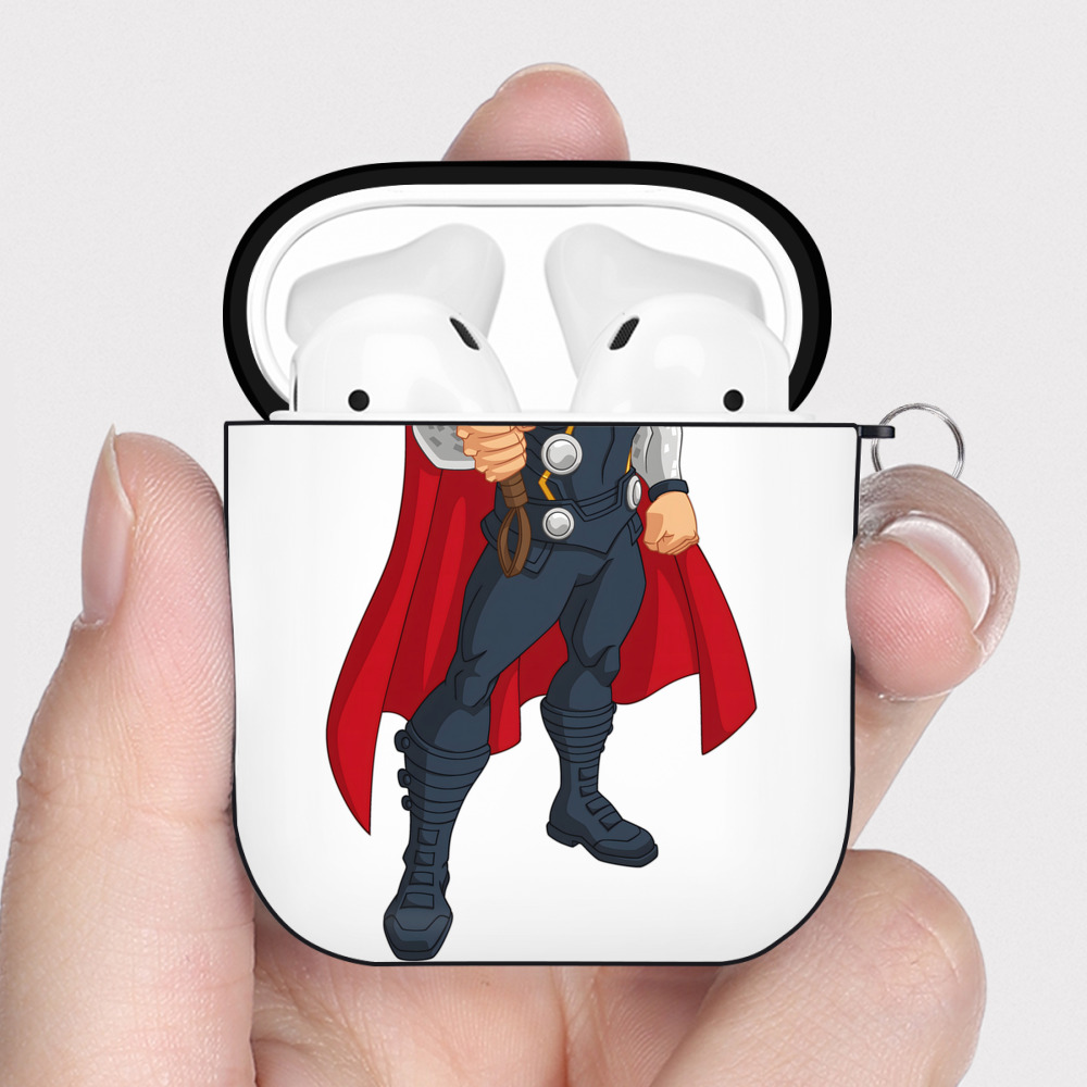 （画像用） アベンジャーズ The Avengers AirPods 第2世代保護ケース ハードシェル ブラック 耐衝撃・防指紋・カラビナ付き
