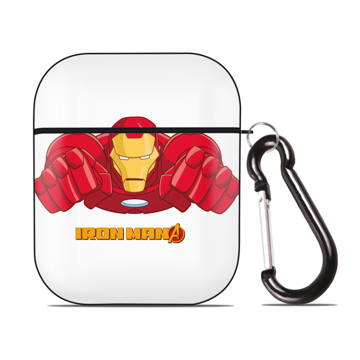 （画像用） アベンジャーズ The Avengers AirPods 第2世代保護ケース ハードシェル ブラック 耐衝撃・防指紋・カラビナ付き