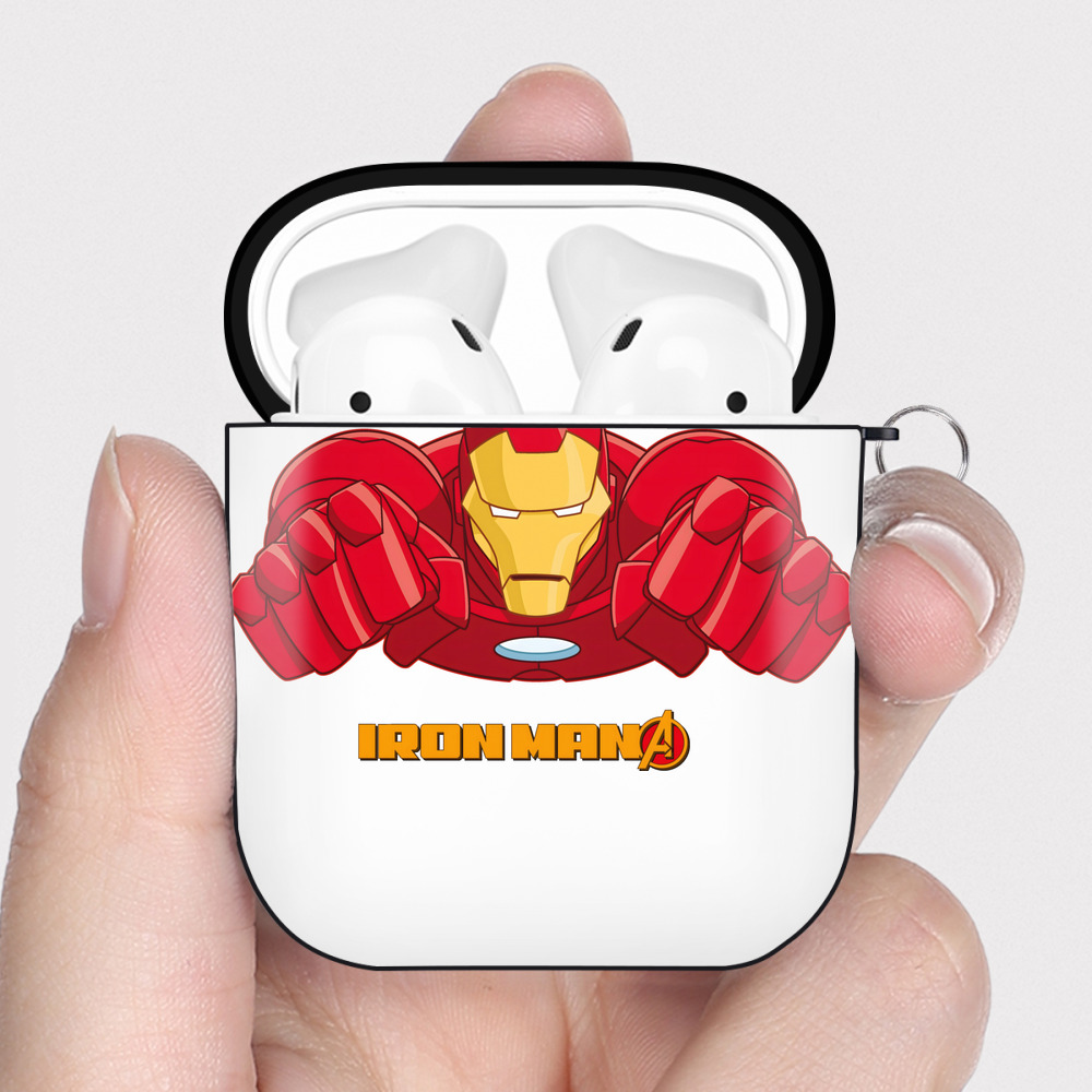 （画像用） アベンジャーズ The Avengers AirPods 第2世代保護ケース ハードシェル ブラック 耐衝撃・防指紋・カラビナ付き
