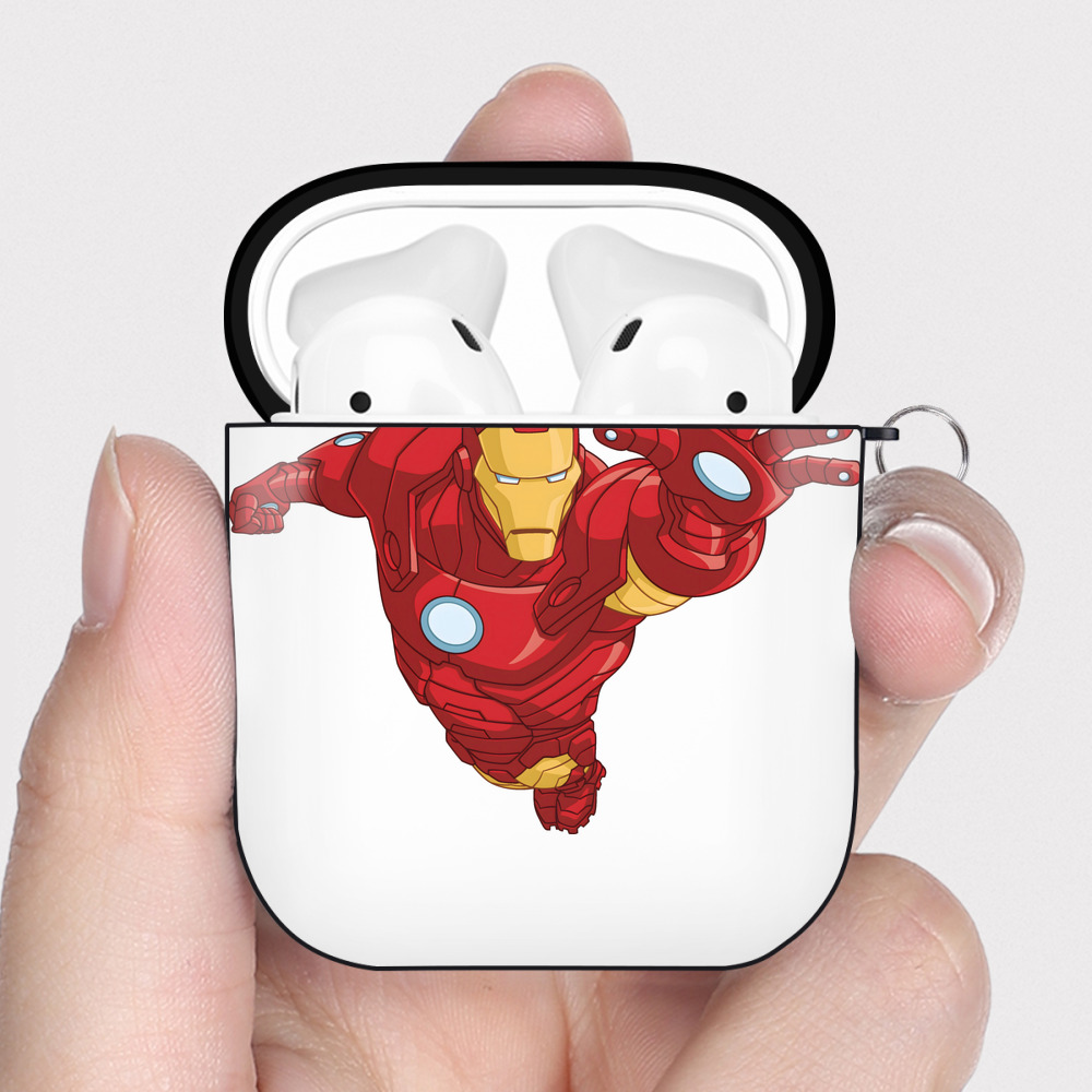 （画像用） アベンジャーズ The Avengers AirPods 第2世代保護ケース ハードシェル ブラック 耐衝撃・防指紋・カラビナ付き