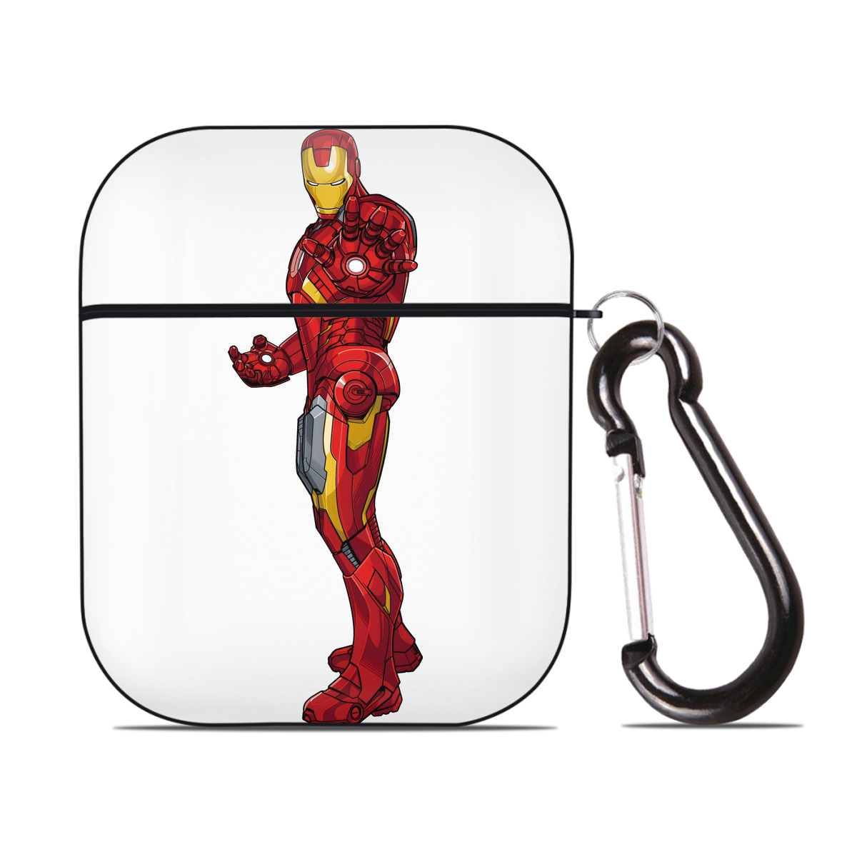 （画像用） アベンジャーズ The Avengers AirPods 第2世代保護ケース ハードシェル ブラック 耐衝撃・防指紋・カラビナ付き