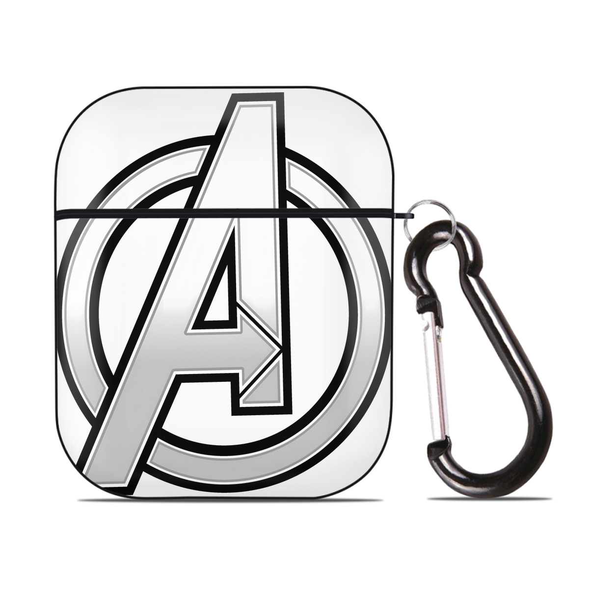 （画像用） アベンジャーズ The Avengers AirPods 第2世代保護ケース ハードシェル ブラック 耐衝撃・防指紋・カラビナ付き