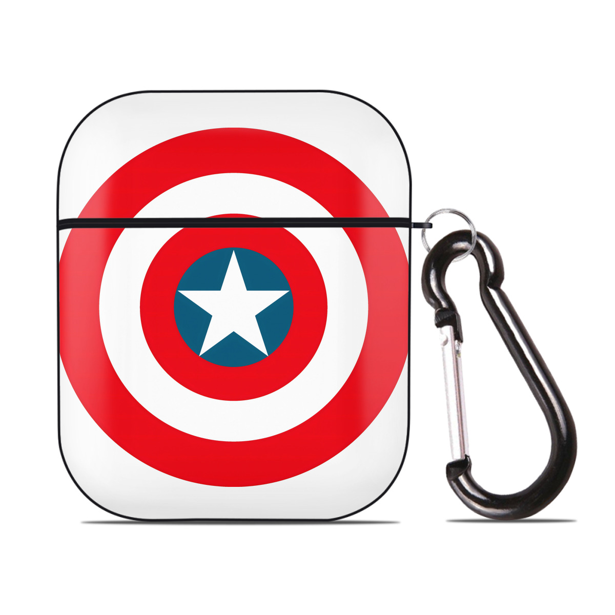 （画像用） アベンジャーズ The Avengers AirPods 第2世代保護ケース ハードシェル ブラック 耐衝撃・防指紋・カラビナ付き