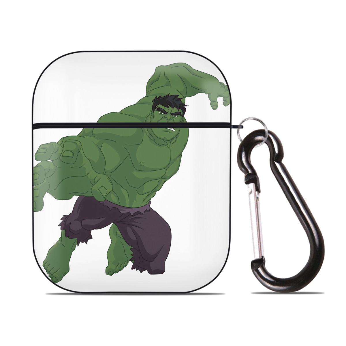 （画像用） アベンジャーズ The Avengers AirPods 第2世代保護ケース ハードシェル ブラック 耐衝撃・防指紋・カラビナ付き