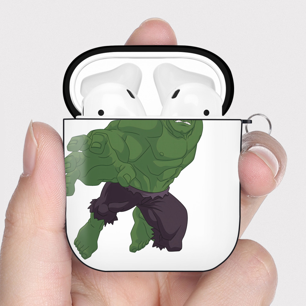 （画像用） アベンジャーズ The Avengers AirPods 第2世代保護ケース ハードシェル ブラック 耐衝撃・防指紋・カラビナ付き