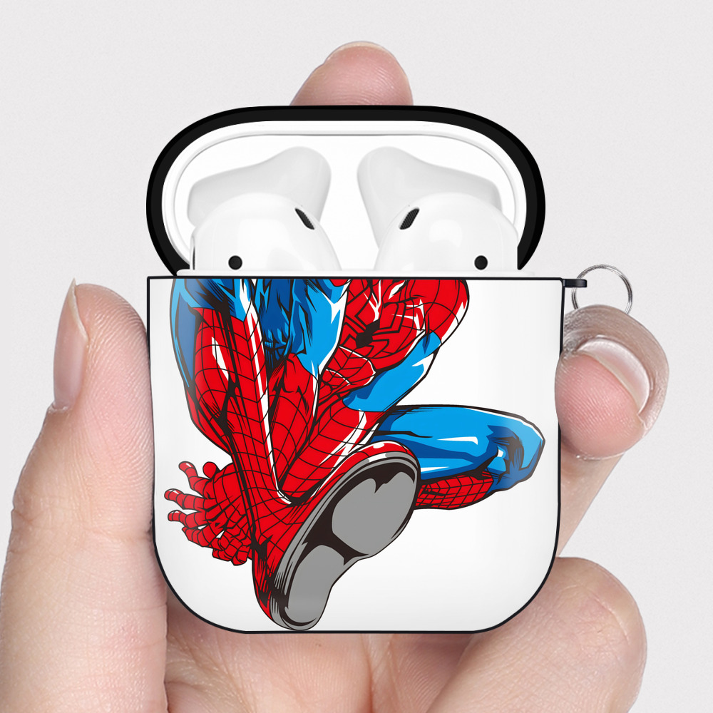 （画像用） アベンジャーズ The Avengers AirPods 第2世代保護ケース ハードシェル ブラック 耐衝撃・防指紋・カラビナ付き