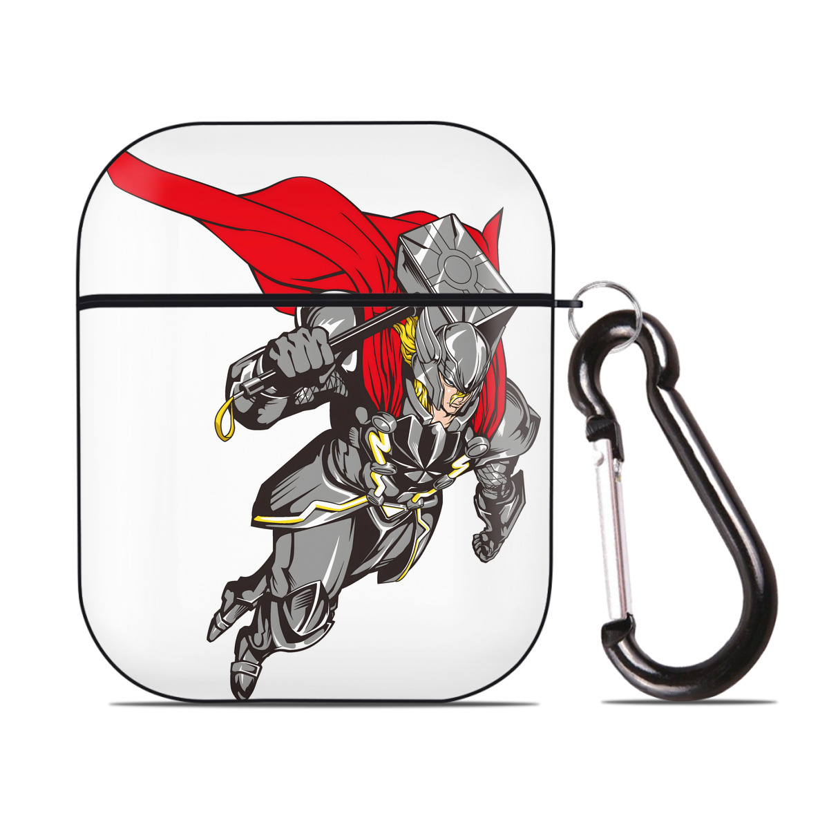 （画像用） アベンジャーズ The Avengers AirPods 第2世代保護ケース ハードシェル ブラック 耐衝撃・防指紋・カラビナ付き