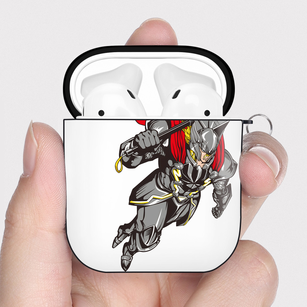 （画像用） アベンジャーズ The Avengers AirPods 第2世代保護ケース ハードシェル ブラック 耐衝撃・防指紋・カラビナ付き