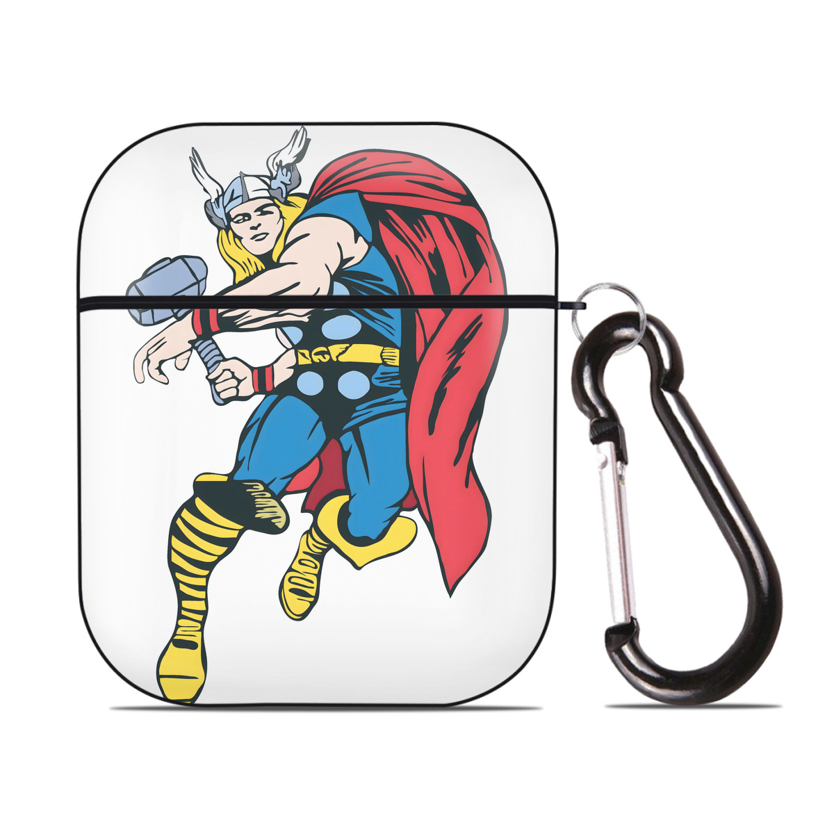 （画像用） アベンジャーズ The Avengers AirPods 第2世代保護ケース ハードシェル ブラック 耐衝撃・防指紋・カラビナ付き